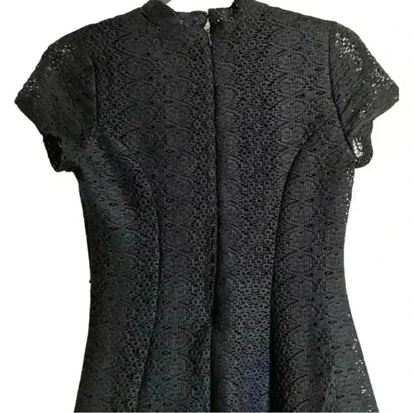 Zara Black Mini Dress with mandarin collar and Lace Overlay - Picture 8 of 9